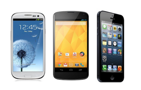 Google Nexus 4 vs Samsung Galaxy S3 vs iPhone 5 - Compare Specs