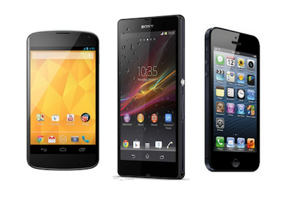Google Nexus 4 vs Sony Xperia Z vs iPhone 5 - Compare Specs