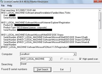 extract software license keys